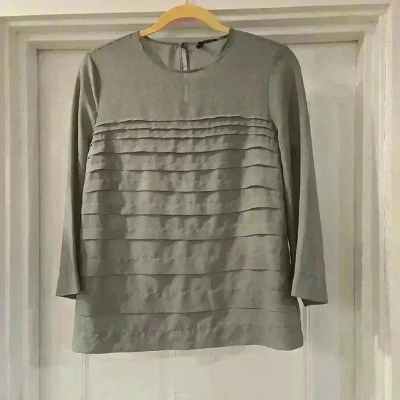 Benetton Stile Womens Crew Neck Long Sleeve Blouse Gray Size Small - Picture 1 of 9